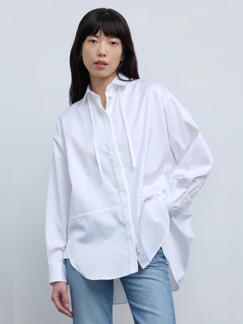 Ruadh The Dune Organic Cotton Sateen Oversized Button Down Shirt Small
